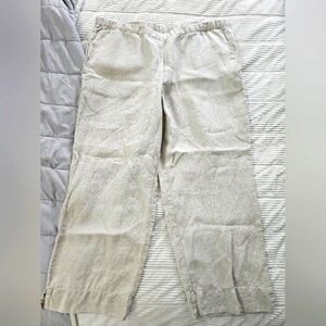 J.Jill Beige 100% Linen Casual Pants Size M Missy